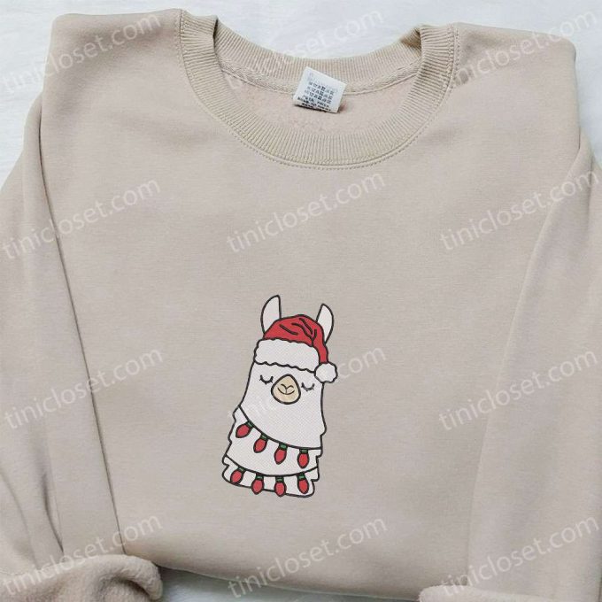 Funny Llama Christmas Embroidered Sweatshirt: Unique Animal Hoodie B Gift For Men Women Gift Idea For Christmas 4