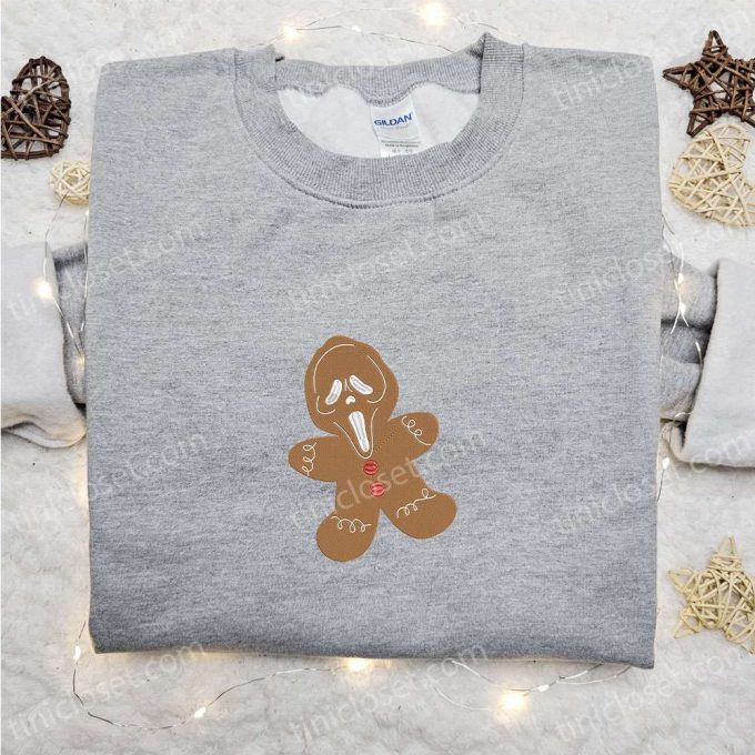 Spooky Season Apparel: Ghostface Gingerbread Embroidered Shirt Halloween Hoodie Christmas Sweatshirt 2