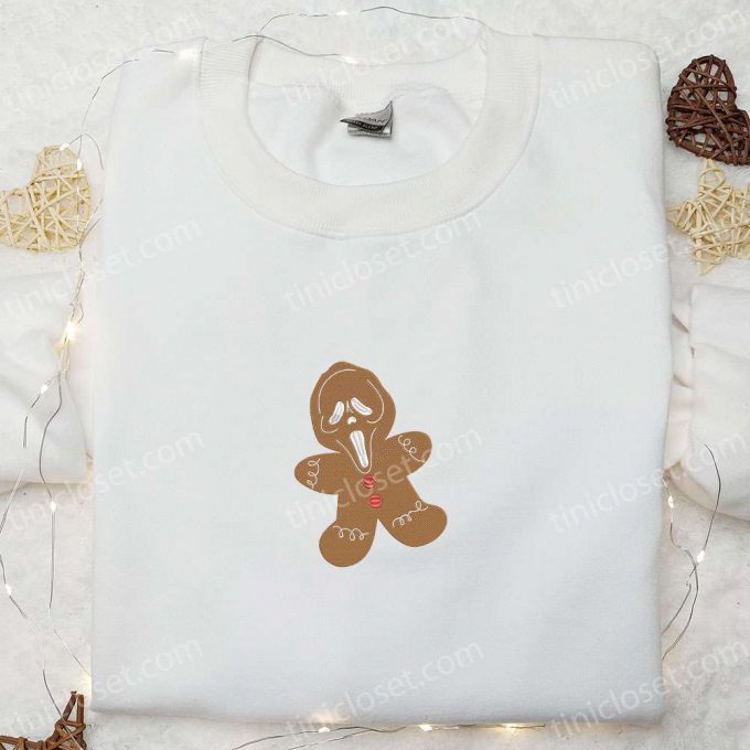 Spooky Season Apparel: Ghostface Gingerbread Embroidered Shirt Halloween Hoodie Christmas Sweatshirt 3