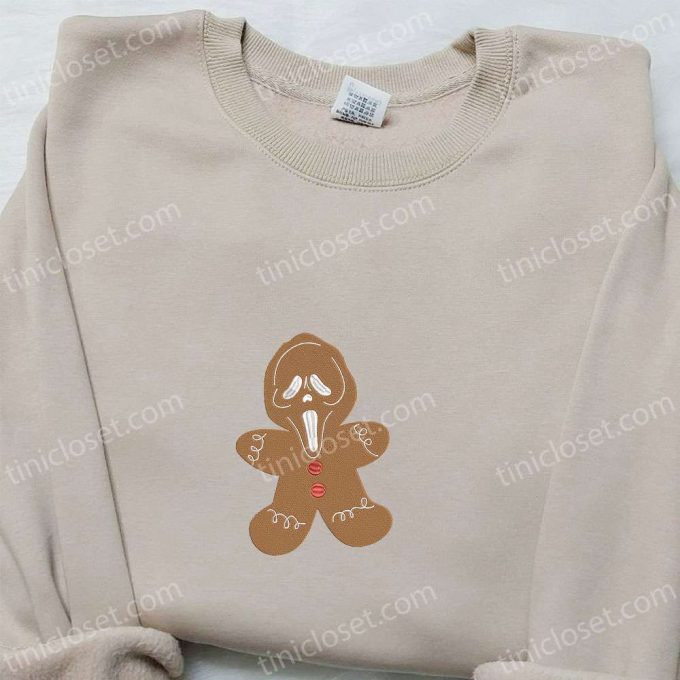 Spooky Season Apparel: Ghostface Gingerbread Embroidered Shirt Halloween Hoodie Christmas Sweatshirt 6