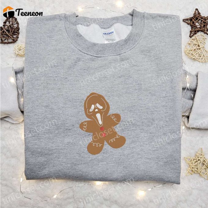 Spooky Season Apparel: Ghostface Gingerbread Embroidered Shirt Halloween Hoodie Christmas Sweatshirt 1