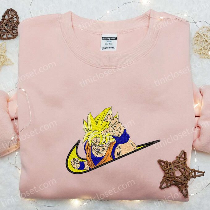 Goku Super Saiyan X Swoosh Anime Embroidered Hoodie Cool Anime Clothing &Amp; B Gift For Men Women Family Gift Ideas 3