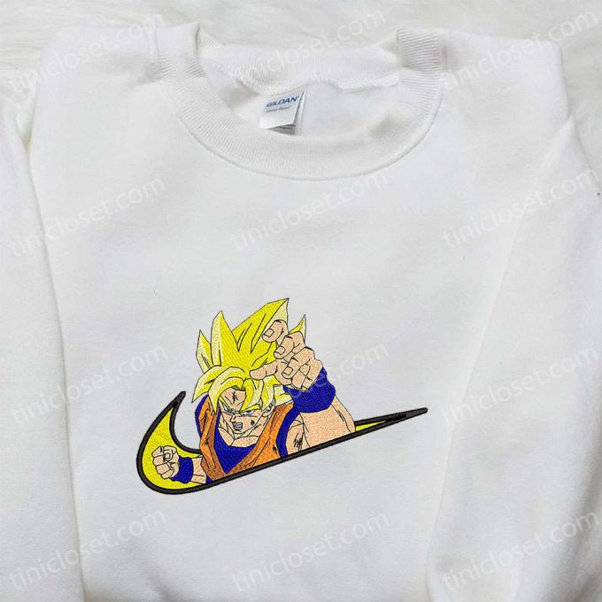 Goku Super Saiyan X Swoosh Anime Embroidered Hoodie Cool Anime Clothing &Amp; B Gift For Men Women Family Gift Ideas 4