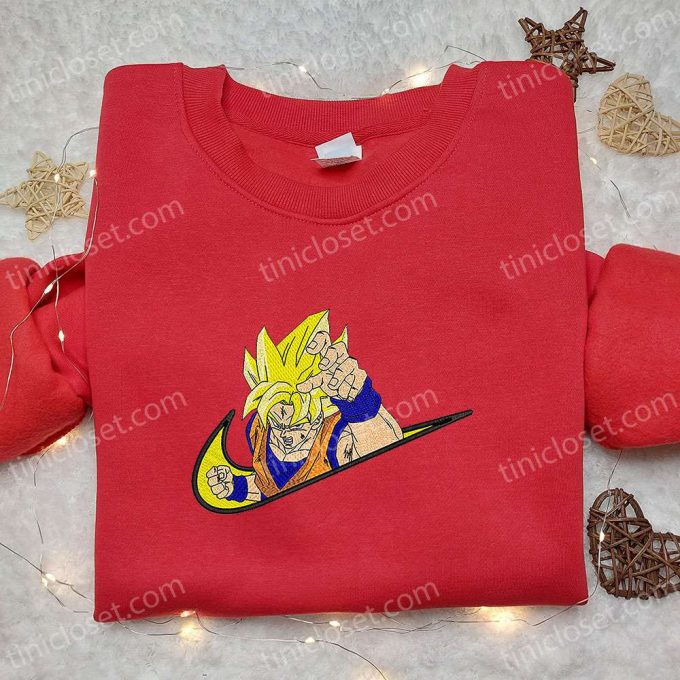 Goku Super Saiyan X Swoosh Anime Embroidered Hoodie Cool Anime Clothing &Amp; B Gift For Men Women Family Gift Ideas 5