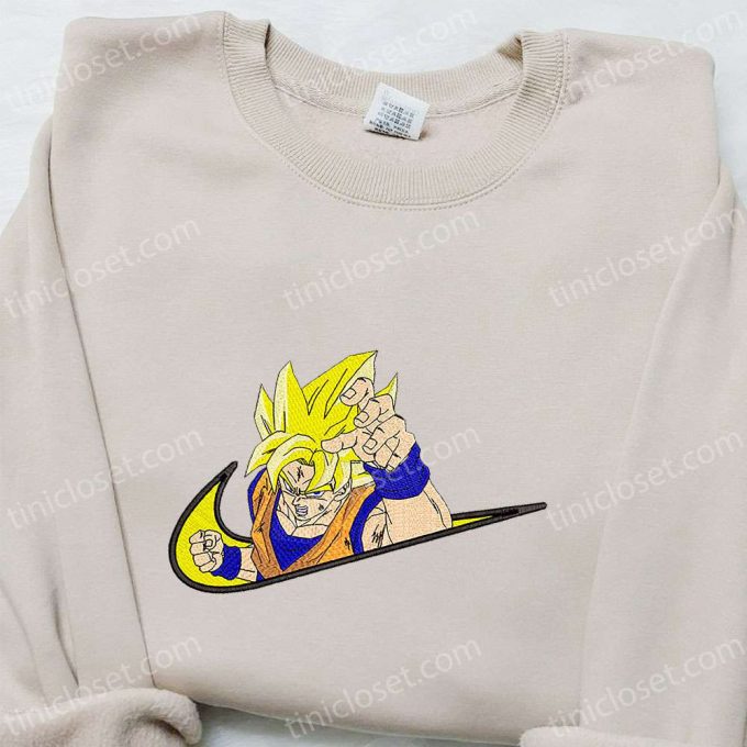 Goku Super Saiyan X Swoosh Anime Embroidered Hoodie Cool Anime Clothing &Amp; B Gift For Men Women Family Gift Ideas 6