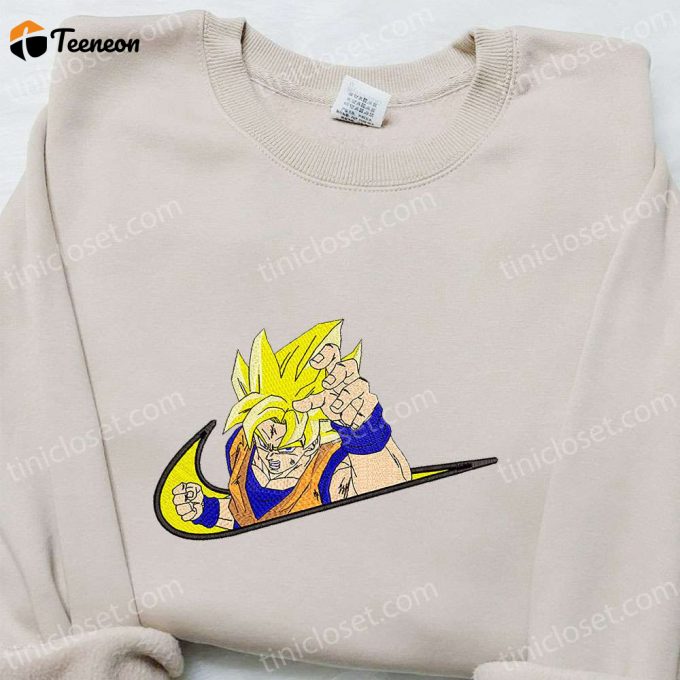 Goku Super Saiyan X Swoosh Anime Embroidered Hoodie Cool Anime Clothing &Amp;Amp; B Gift For Men Women Family Gift Ideas 1