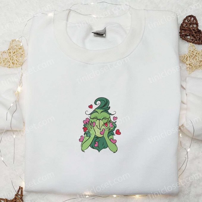 Grinch Love Hearts Christmas Embroidered Shirt &Amp; Hoodie - F Gift For Men Women Cartoon Apparel 3