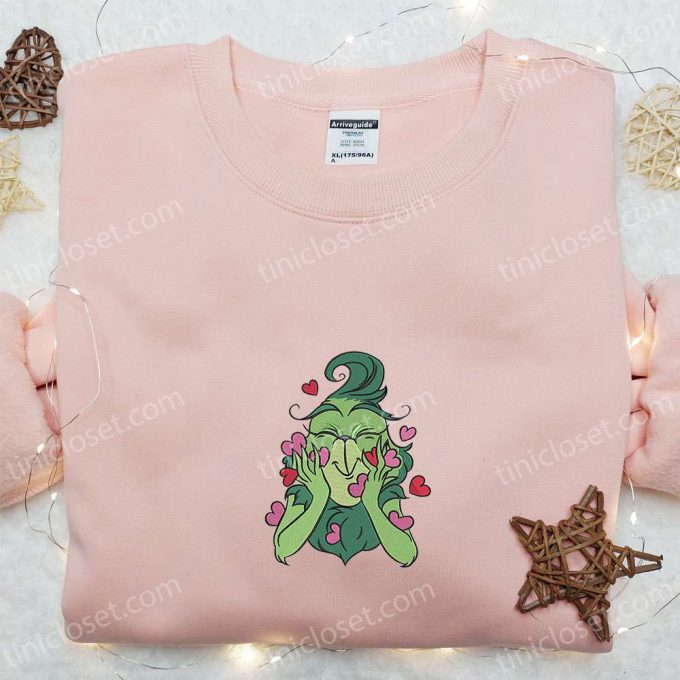 Grinch Love Hearts Christmas Embroidered Shirt &Amp; Hoodie - F Gift For Men Women Cartoon Apparel 4