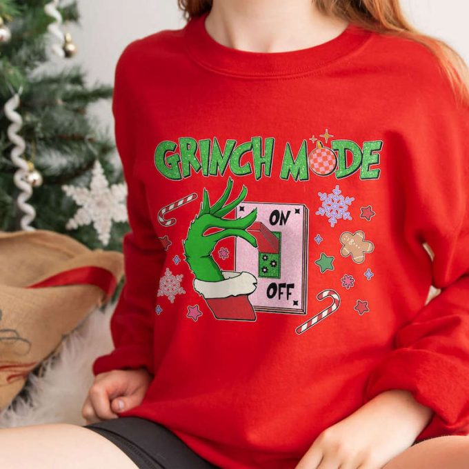 Embrace Your Inner Grinch With Our Grinch Mode On Printed Shirt - Perfect For Holiday Season! 3