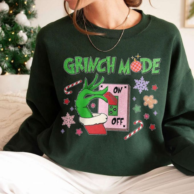 Embrace Your Inner Grinch With Our Grinch Mode On Printed Shirt - Perfect For Holiday Season! 5