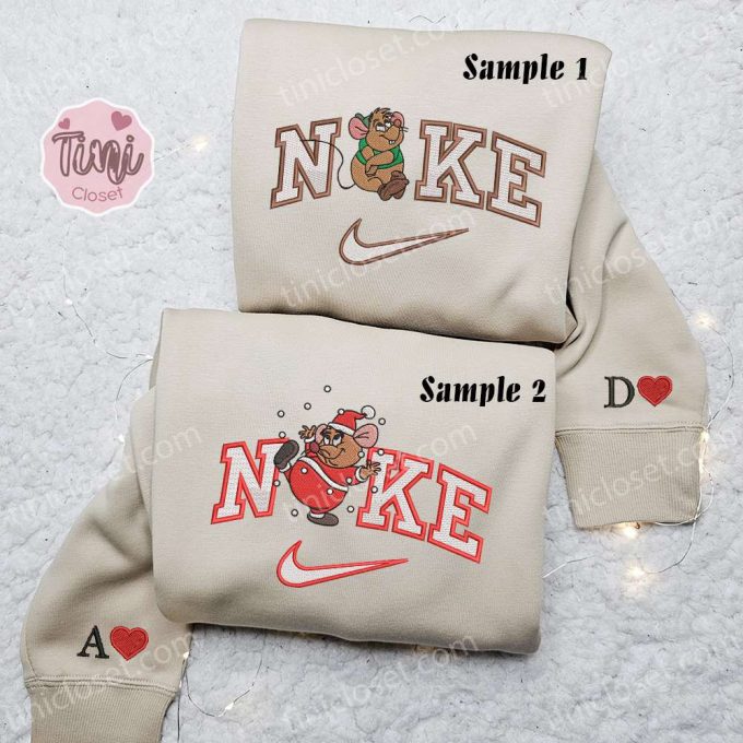 Gus Mouse Cinderella Xmas X Nike Embroidered Couple Shirt Christmas Shirt &Amp; Hoodie 2