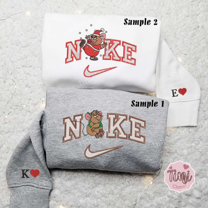 Gus Mouse Cinderella Xmas X Nike Embroidered Couple Shirt Christmas Shirt &Amp; Hoodie 3