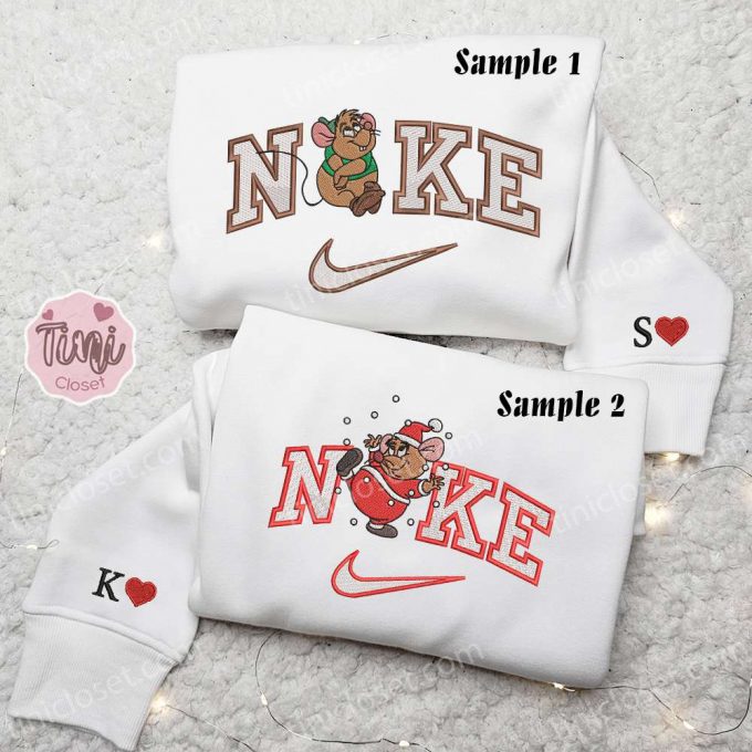 Gus Mouse Cinderella Xmas X Nike Embroidered Couple Shirt Christmas Shirt &Amp; Hoodie 4