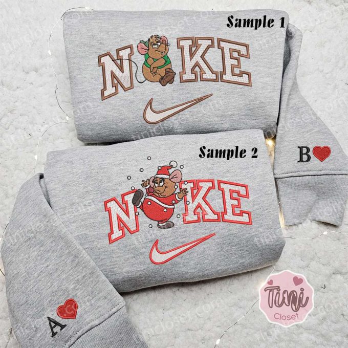 Gus Mouse Cinderella Xmas X Nike Embroidered Couple Shirt Christmas Shirt &Amp; Hoodie 5