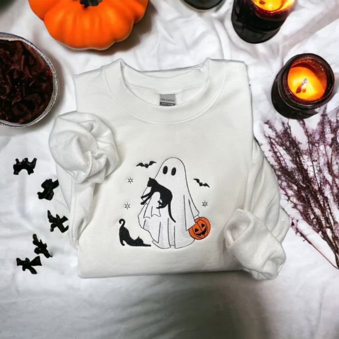 Halloween Cute Black Cat Embroidered Crewneck: Perfect Gift For Men And Women, Gift For Men Women 3