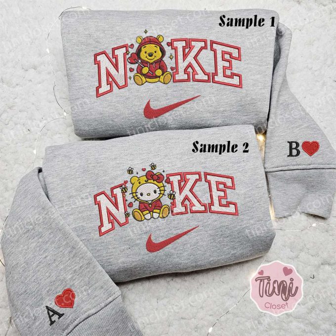 Hello Kitty &Amp; Pooh X Nike Embroidered Couple Shirt - Cartoon Shirt &Amp; Hoodie 2