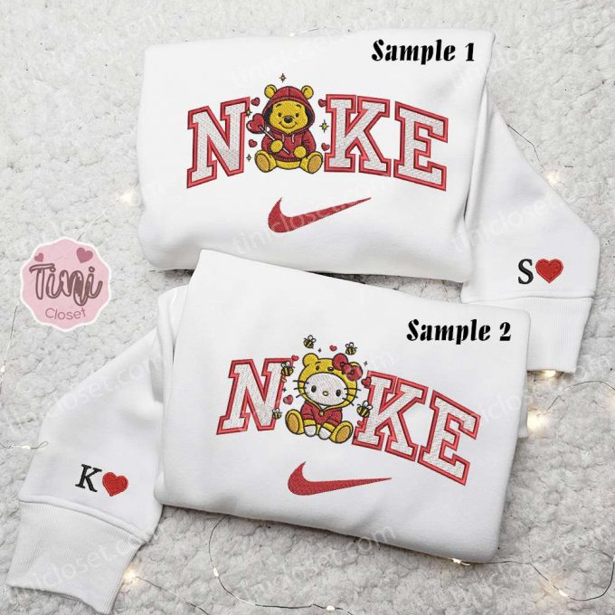 Hello Kitty &Amp; Pooh X Nike Embroidered Couple Shirt - Cartoon Shirt &Amp; Hoodie 3