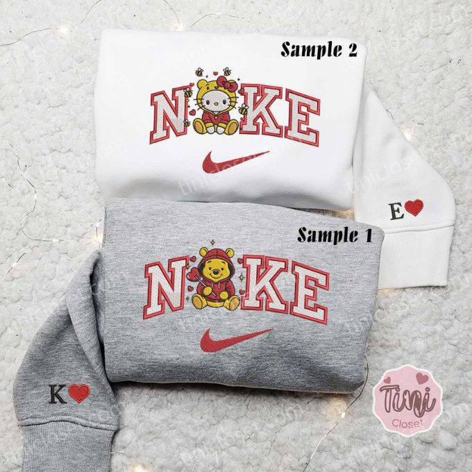 Hello Kitty &Amp; Pooh X Nike Embroidered Couple Shirt - Cartoon Shirt &Amp; Hoodie 4