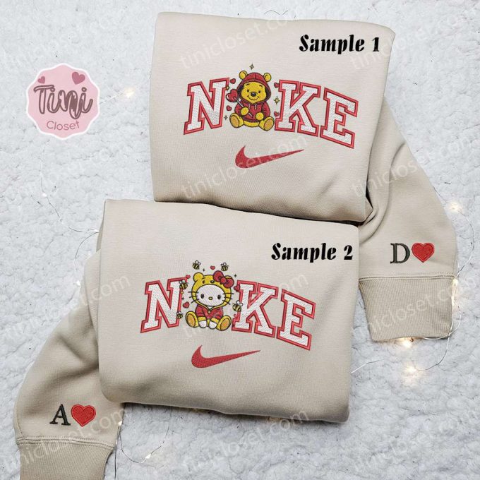 Hello Kitty &Amp; Pooh X Nike Embroidered Couple Shirt - Cartoon Shirt &Amp; Hoodie 5