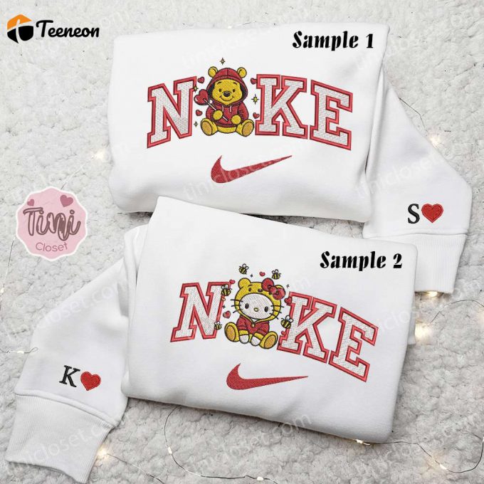 Hello Kitty &Amp;Amp; Pooh X Nike Embroidered Couple Shirt - Cartoon Shirt &Amp;Amp; Hoodie 1