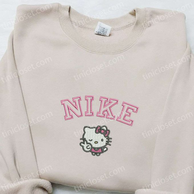 Hello Kitty Peace X Nike Embroidered Shirt Hoodie &Amp; Sweatshirt: Cartoon &Amp; Nike Inspired Apparel For A Stylish Look! 2