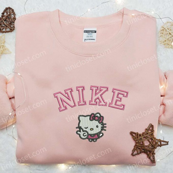 Hello Kitty Peace X Nike Embroidered Shirt Hoodie &Amp; Sweatshirt: Cartoon &Amp; Nike Inspired Apparel For A Stylish Look! 3