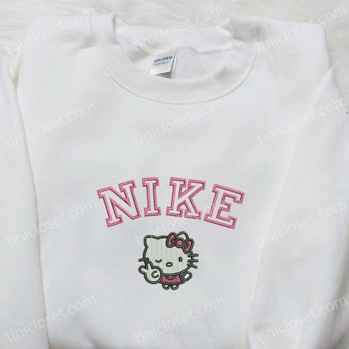 Hello Kitty Peace X Nike Embroidered Shirt Hoodie &Amp; Sweatshirt: Cartoon &Amp; Nike Inspired Apparel For A Stylish Look! 5