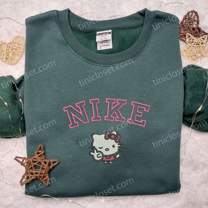 Hello Kitty Peace X Nike Embroidered Shirt Hoodie &Amp; Sweatshirt: Cartoon &Amp; Nike Inspired Apparel For A Stylish Look! 6