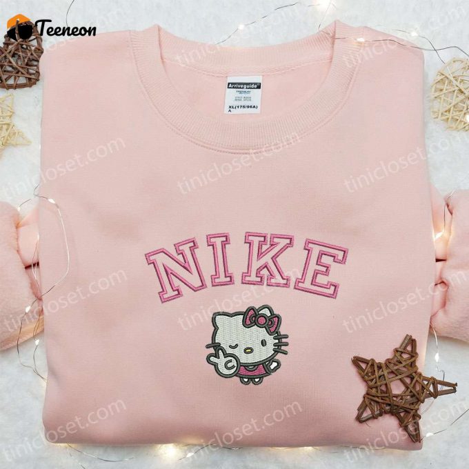 Hello Kitty Peace X Nike Embroidered Shirt Hoodie &Amp;Amp; Sweatshirt: Cartoon &Amp;Amp; Nike Inspired Apparel For A Stylish Look! 1