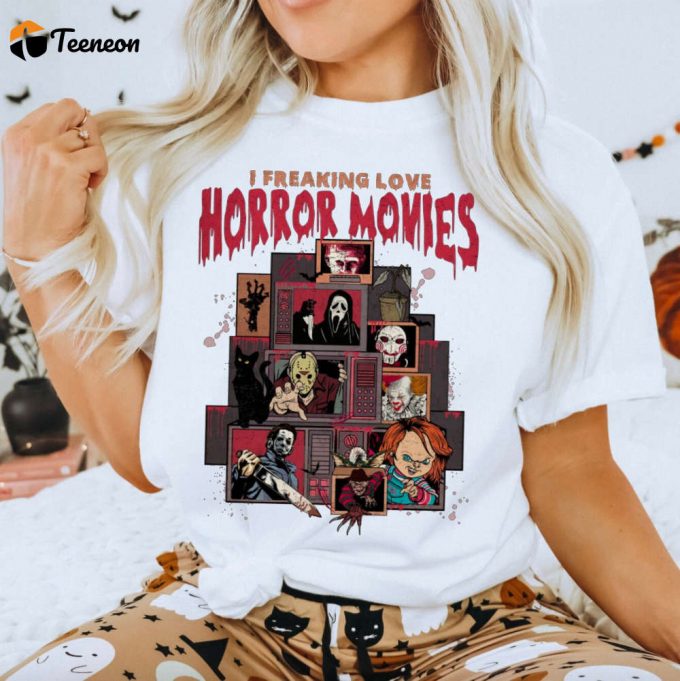 I Freakin Love Horror Movies Halloween Shirt - Adult Halloween Fashion For Horror Shirts Adults 1