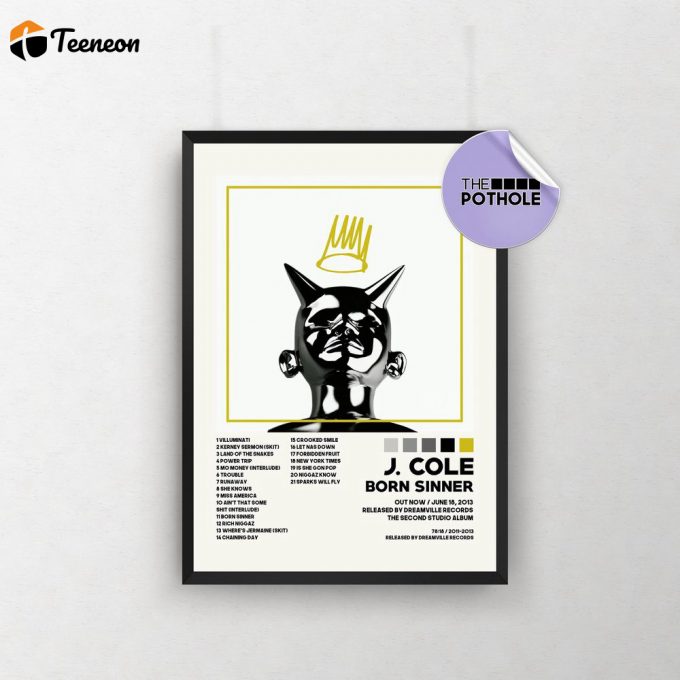 J. Cole Poster For Home Decor Gifts / Born Sinner Poster For Home Decor Gift / Album Cover Poster For Home Decor Gift 1