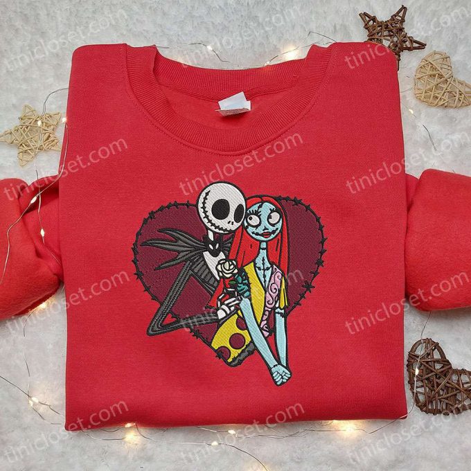 Jack And Sally Heart Embroidered Sweatshirt: Perfect Valentine S Day &Amp; Christmas Gift 4