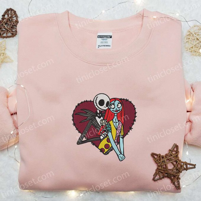 Jack And Sally Heart Embroidered Sweatshirt: Perfect Valentine S Day &Amp; Christmas Gift 5