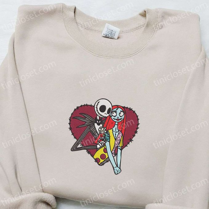 Jack And Sally Heart Embroidered Sweatshirt: Perfect Valentine S Day &Amp; Christmas Gift 6