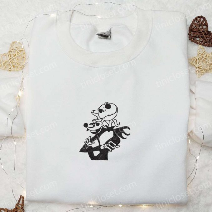 Jack Skellington And Zero Embroidered Sweatshirt: The Nightmare Before Christmas Shirt - B Gift For Men Women Halloween Gift Ideas 3