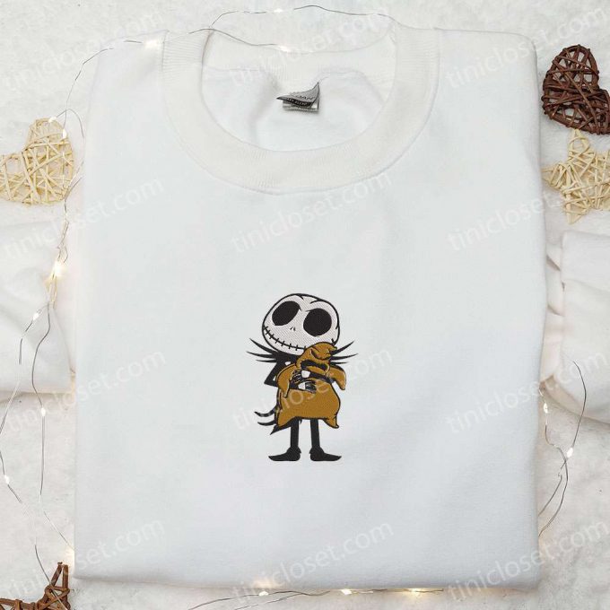 Jack Skellington Hugging Oogie Boogie Embroidered Sweatshirt - B Gift For Men Women Halloween Gift Ideas 4