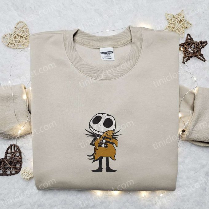 Jack Skellington Hugging Oogie Boogie Embroidered Sweatshirt - B Gift For Men Women Halloween Gift Ideas 6