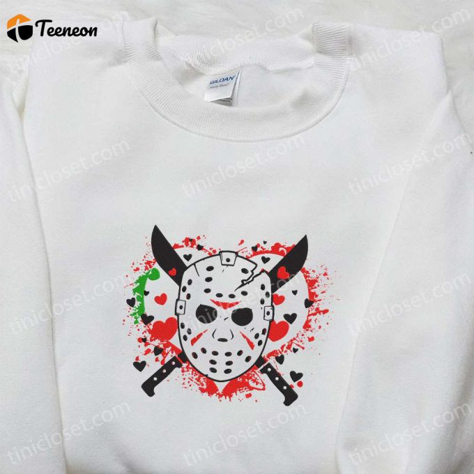 Jason Voorhees Embroidered Sweatshirt: Horror Movie Hoodie B Gift For Men Women Halloween Gift – Slay Hearts! 1