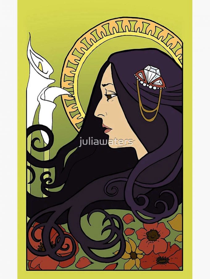 Joan Baez - Alphonse Mucha Floral Art Nouveau Drawing Premium Matte Vertical Poster For Home Decor Gift 2