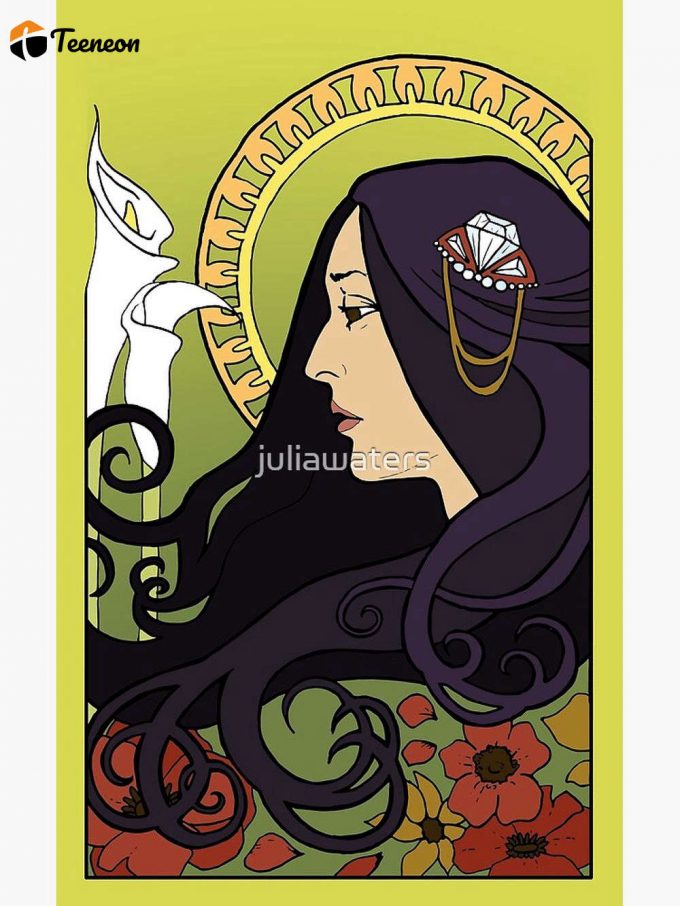 Joan Baez - Alphonse Mucha Floral Art Nouveau Drawing Premium Matte Vertical Poster For Home Decor Gift 1