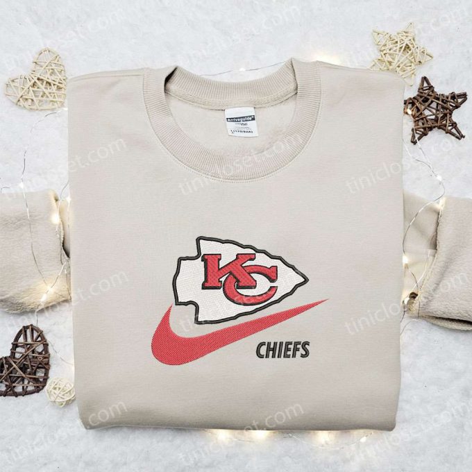 Kansas City Chiefs X Nike Swoosh Embroidered Shirt &Amp; Hoodie: Nfl Sports Gear Perfect Gift Idea 3