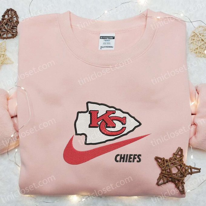 Kansas City Chiefs X Nike Swoosh Embroidered Shirt &Amp; Hoodie: Nfl Sports Gear Perfect Gift Idea 4