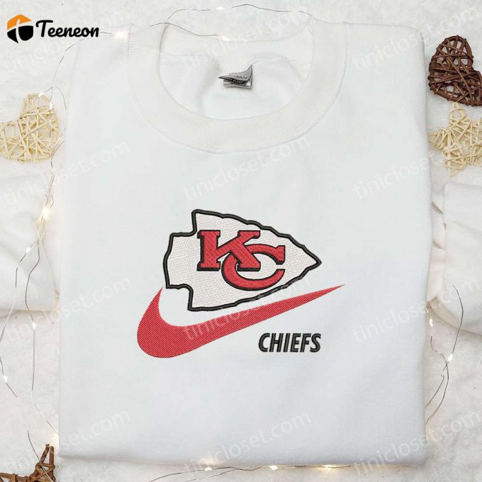 Kansas City Chiefs X Nike Swoosh Embroidered Shirt &Amp;Amp; Hoodie: Nfl Sports Gear Perfect Gift Idea 1