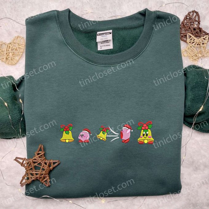 Christmas Character Embroidered Shirt Hoodie &Amp; Sweatshirt: Kirby Eating Christmas Bell D Gift For Men Women 2