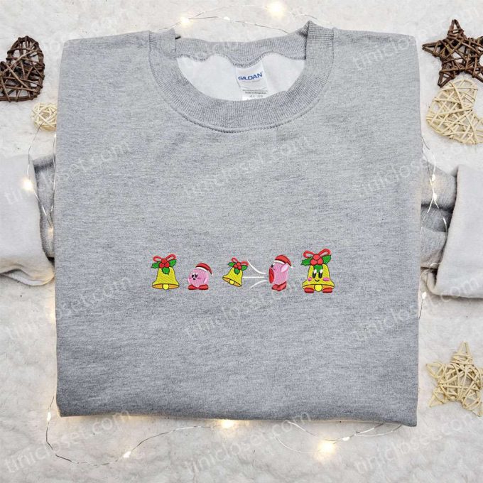 Christmas Character Embroidered Shirt Hoodie &Amp; Sweatshirt: Kirby Eating Christmas Bell D Gift For Men Women 3