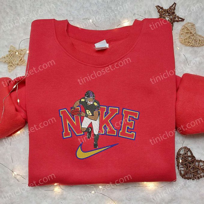 Exclusive Lamar Jackson X Nike Embroidered Shirt &Amp; Nfl Sports Hoodie - Celebrity Collection 4