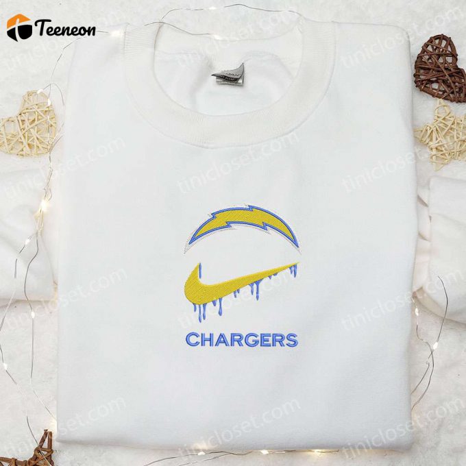 Los Angeles Chargers Nike Swoosh Drip Shirt &Amp;Amp; Nfl Embroidered Hoodie: Perfect Gift Idea For Sports Fans 1