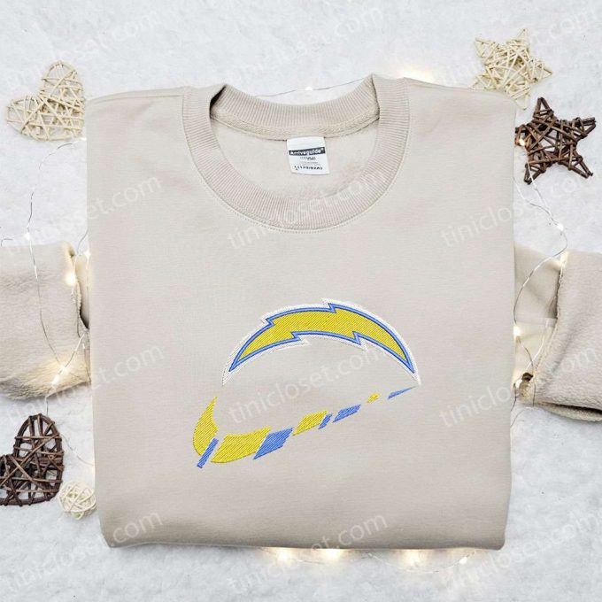 Los Angeles Chargers X Nike Swoosh Embroidered Shirt &Amp; Hoodie: B Gift For Men Women Nfl Sports Gift Idea 2