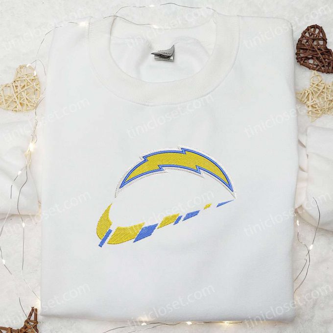 Los Angeles Chargers X Nike Swoosh Embroidered Shirt &Amp; Hoodie: B Gift For Men Women Nfl Sports Gift Idea 3