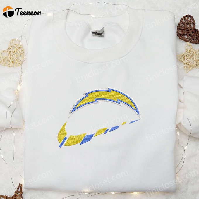 Los Angeles Chargers X Nike Swoosh Embroidered Shirt &Amp;Amp; Hoodie: B Gift For Men Women Nfl Sports Gift Idea 1